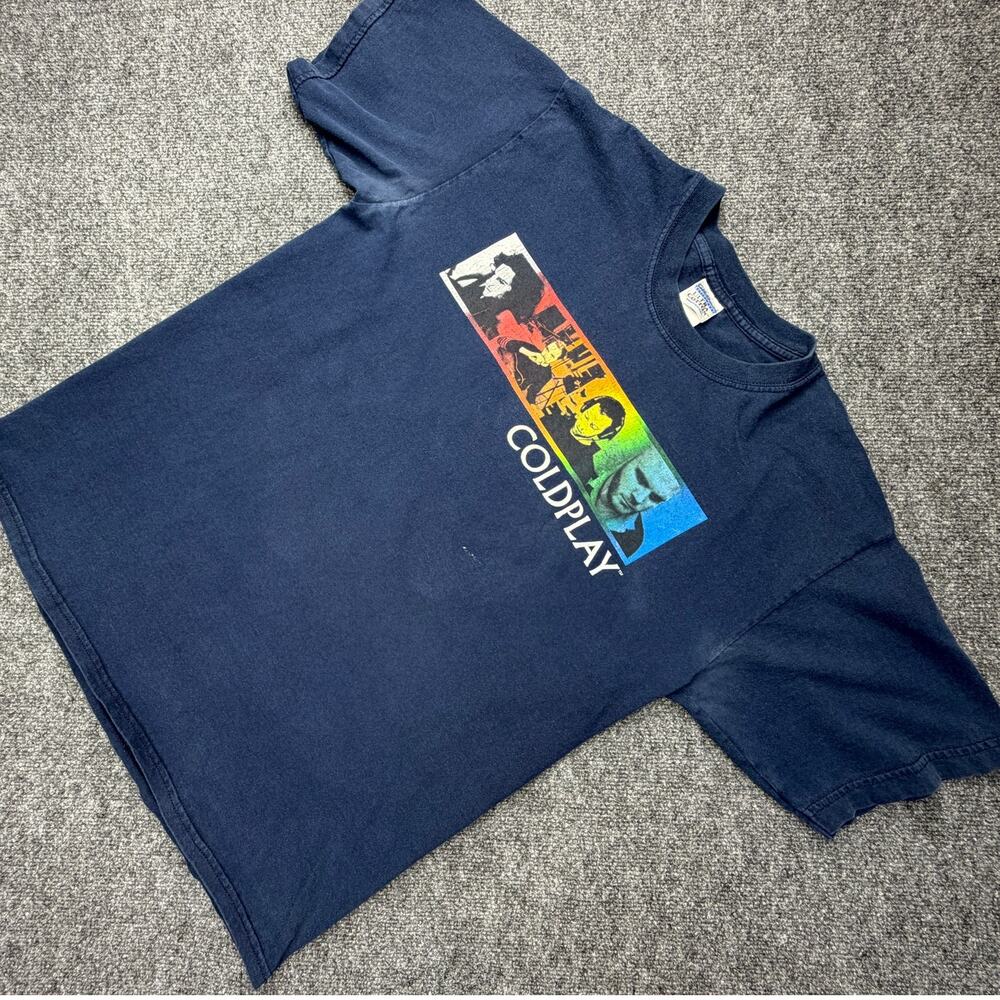 Vintage 2006 Coldplay Twisted Logic Tour Band T Shirt Navy Blue Large